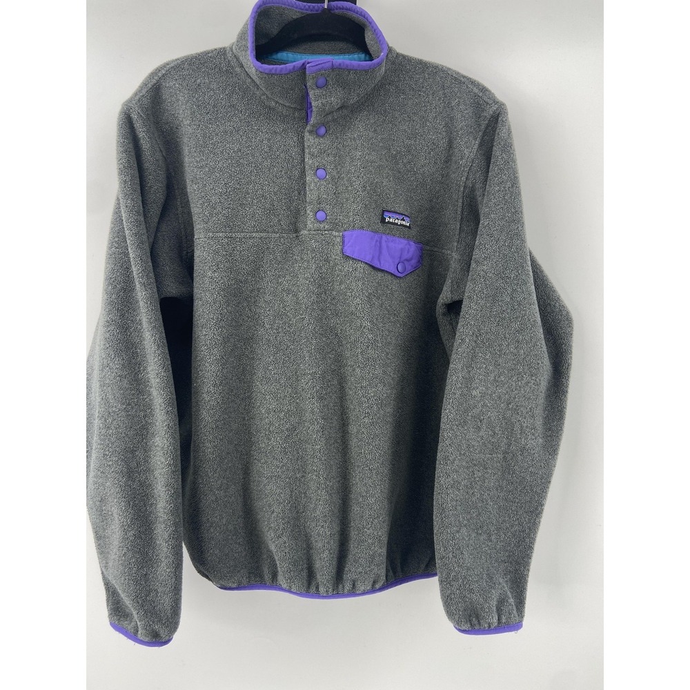 Patagonia Synchilla Jacket Womens Medium Gray Fleece Snap-T Pullover Outdoor - Picture 2 of 11
